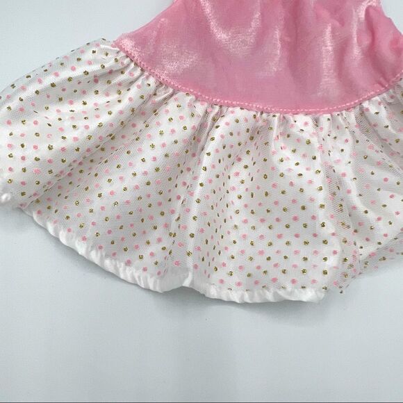 Pink & Gold Polka Dotted Dress with Bow (XS) - Picture 3 of 9